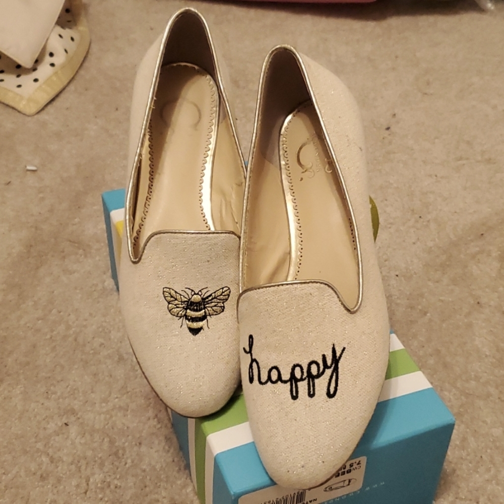 EUC C.Wonder Bee Happy Embroidered Flat Loafers